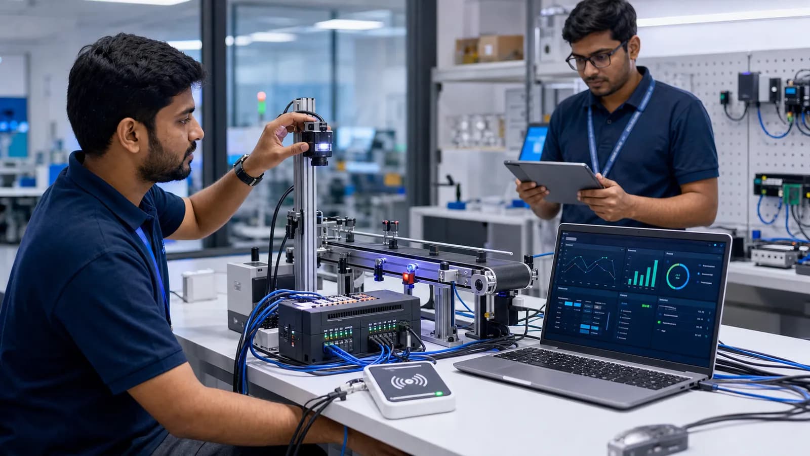 HKDesk engineers testing industrial vision and automation technology