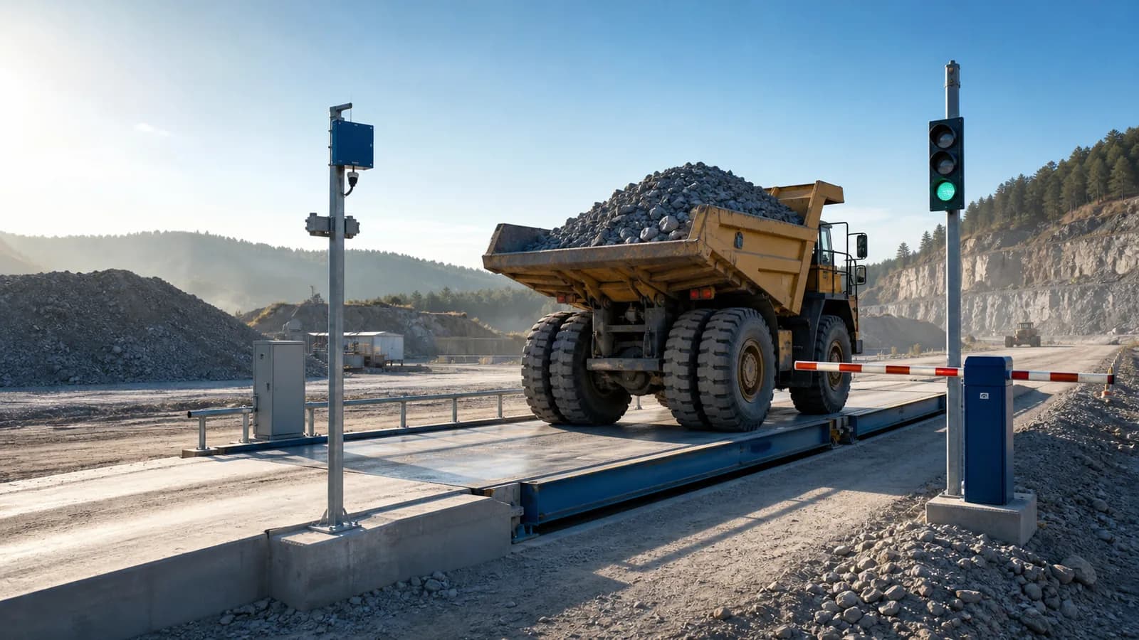 Quarry dump truck moving bulk material