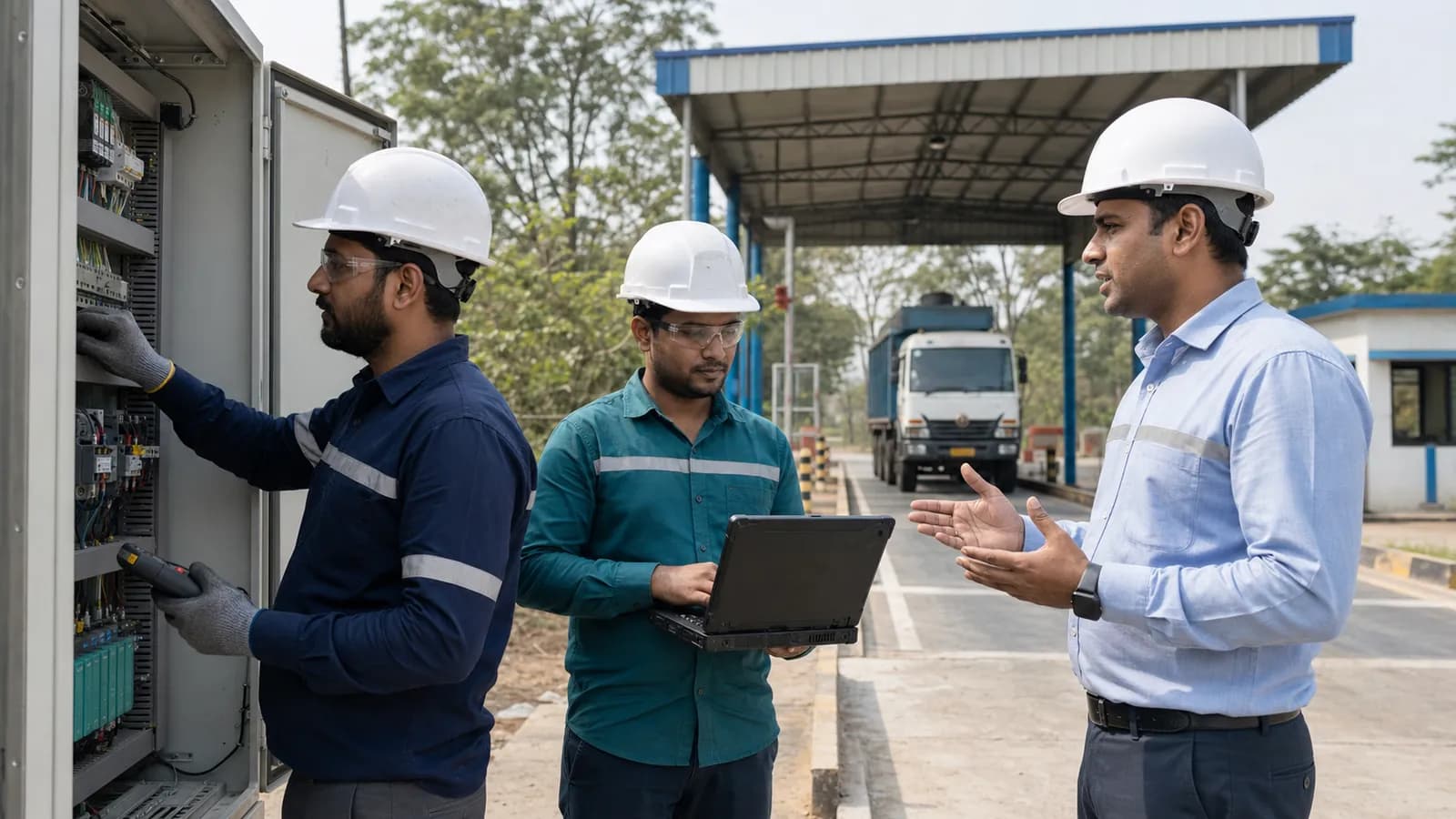 HKDesk engineers commissioning automation at a weighbridge