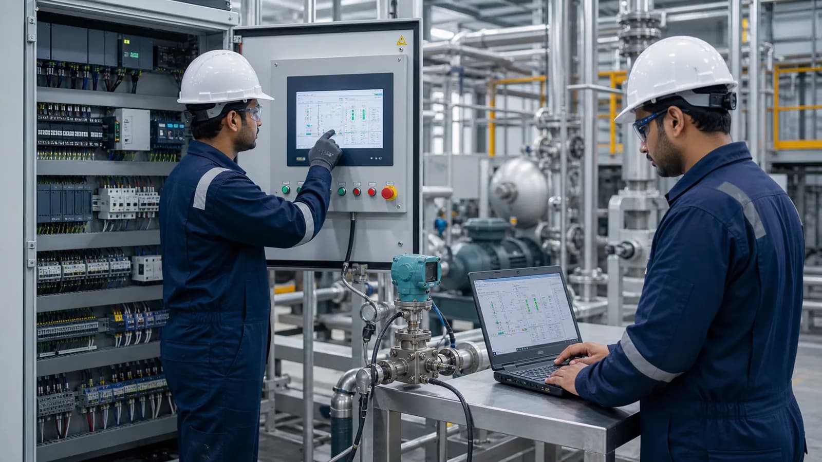 HKDesk engineers commissioning an industrial PLC and process-control system