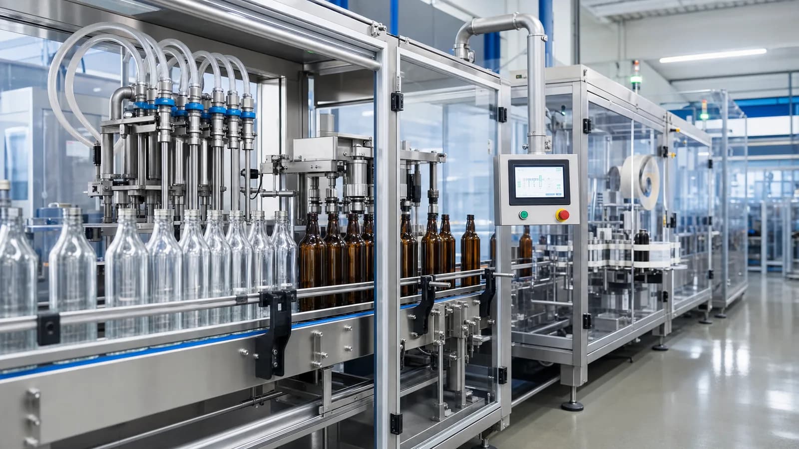 Automated packaging and bottle handling production line
